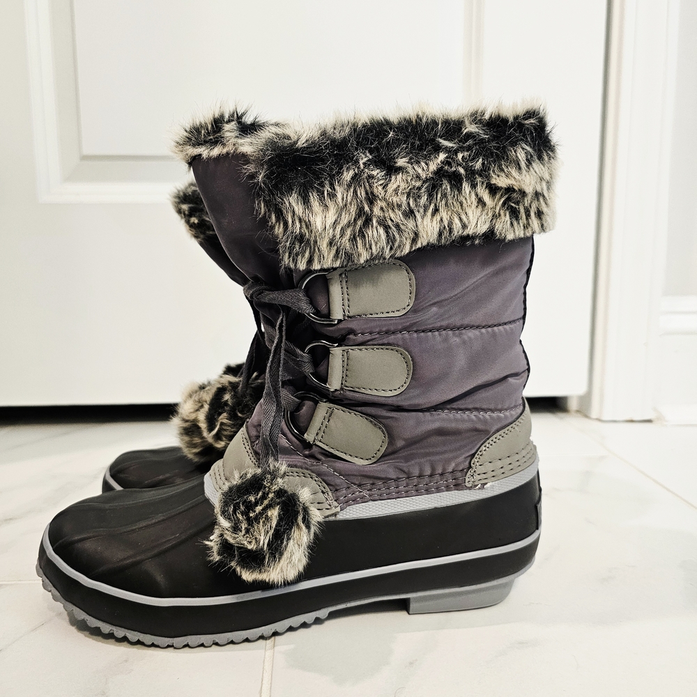 Arctic Plunge Womens Gray Faux Fur Lined Winter Snow Insulated Duck Boots Size 9
